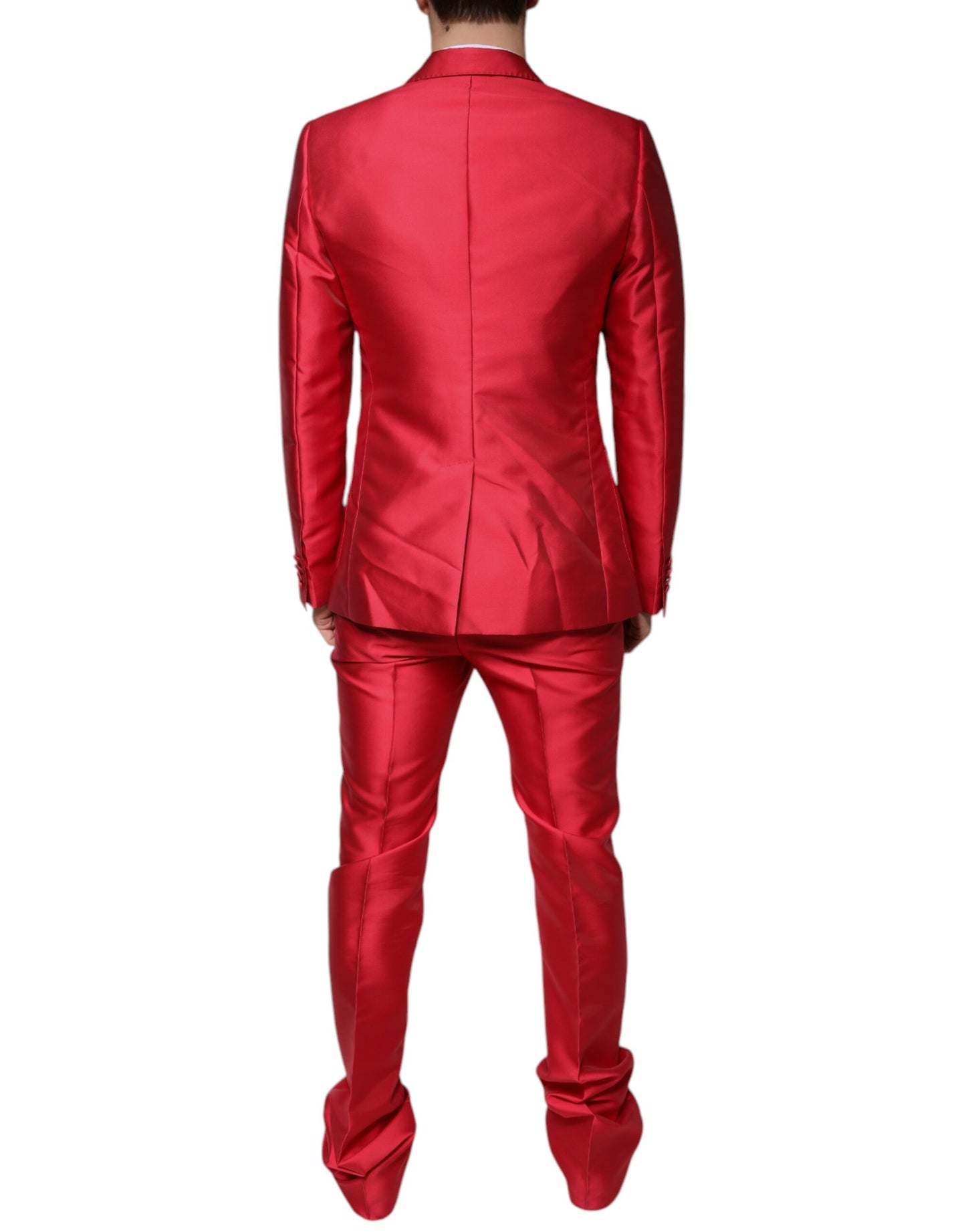 Dolce & Gabbana Red Polyester Single Breasted Formal Suit