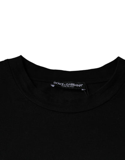 Dolce & Gabbana Black Amore Print Cotton Crew Neck T-shirt