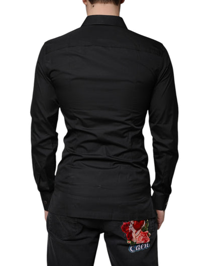 Dolce & Gabbana Black Cotton Formal Long Sleeves Dress Shirt