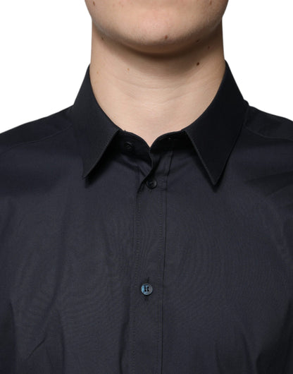 Dolce & Gabbana Black Cotton Blend Formal GOLD Dress Shirt