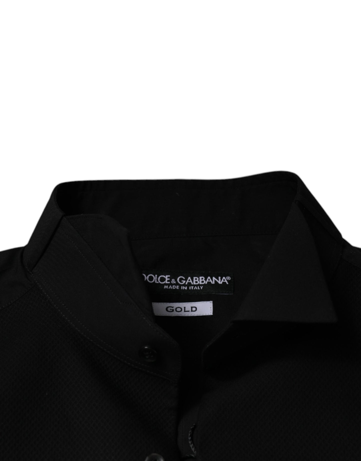 Dolce & Gabbana Black Cotton Slim Fit GOLD Men Dress Shirt