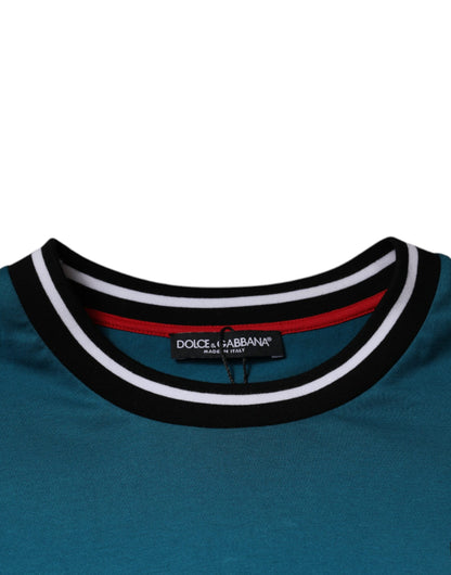 Dolce & Gabbana Blue Logo Jersey Cotton Crew Neck T-shirt