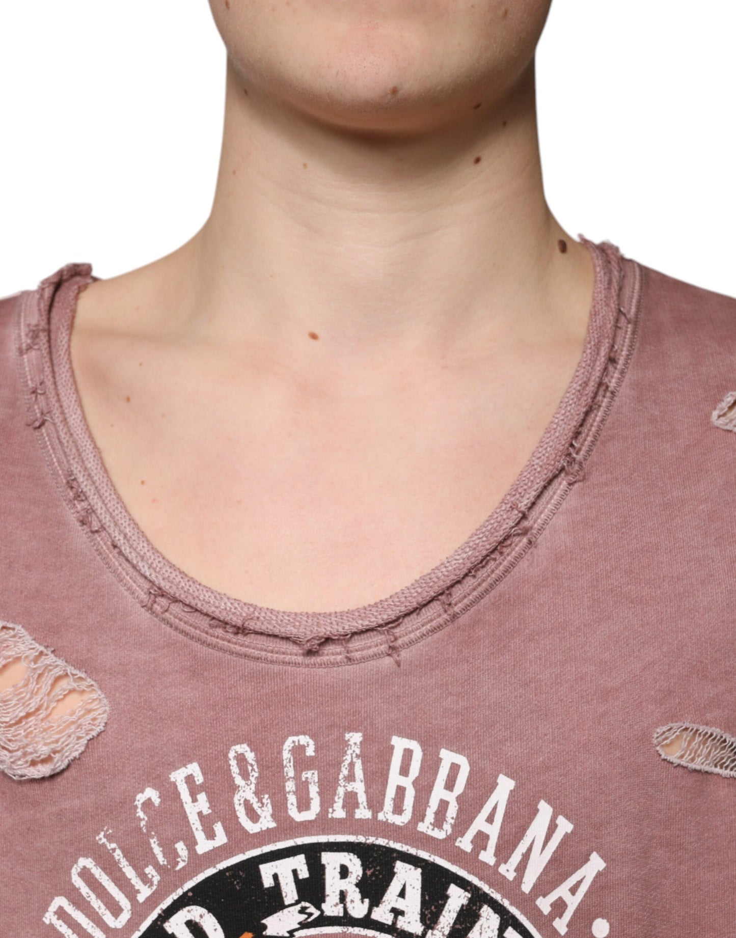 Dolce & Gabbana Brown Cotton Round Neck Sleeveless T-shirt