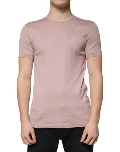 Dolce & Gabbana Brown Cotton Short Sleeves Round Neck T-shirt