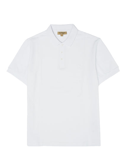 Burberry White Cotton Collared Polo Shirt