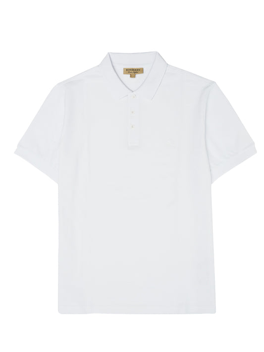 Burberry White Cotton Collared Polo Shirt