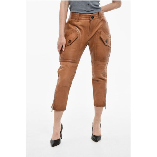 Dsquared² Leather Pants With Side Pockets
