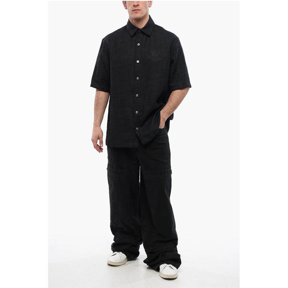 Off-White Short-sleeved 90SLOGO Linen Shirt