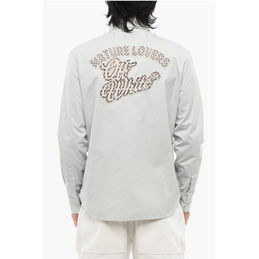 Off-White Cotton NATLOVER Shirt with Openwork Embroidery