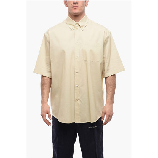 Off-White Button-down Wool Blend Shirt with Breast-pocket