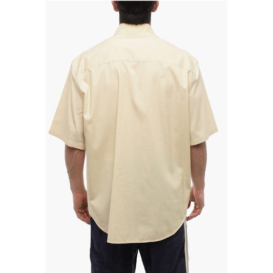 Off-White Button-down Wool Blend Shirt with Breast-pocket