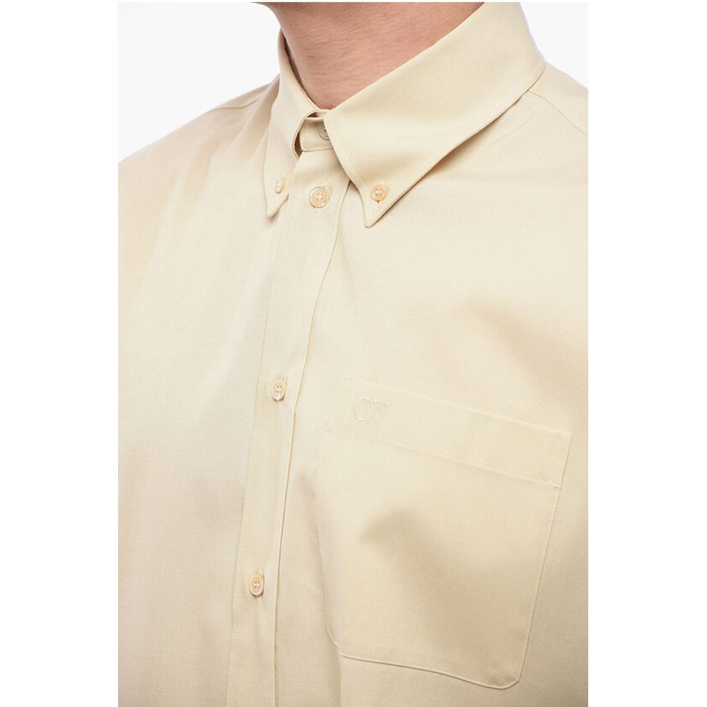 Off-White Button-down Wool Blend Shirt with Breast-pocket