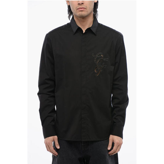 Off-White Cotton Poplin Shirt with Cut Out Details