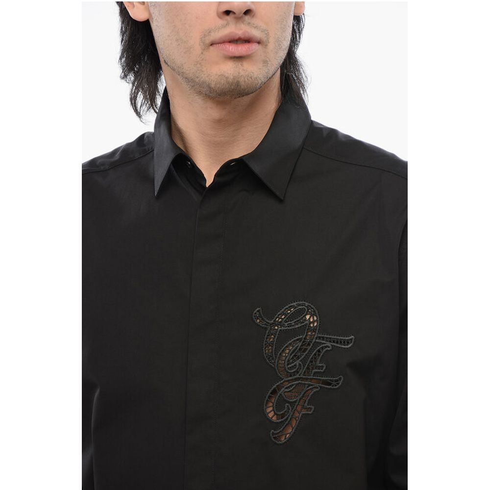 Off-White Cotton Poplin Shirt with Cut Out Details