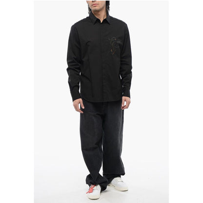 Off-White Cotton Poplin Shirt with Cut Out Details
