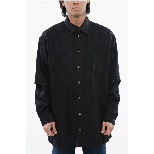 Off-White Linen Shirt With Removable Shirt