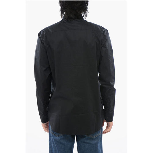 Karl Lagerfeld Stretch Cotton Shirt with Tone on Tone Logo