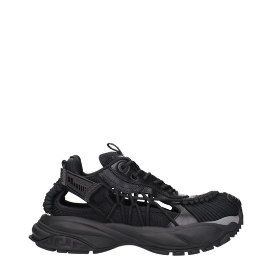 Versace Black Leather Athletic Sneakers