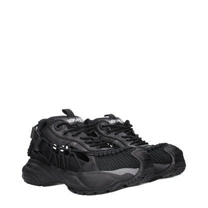 Versace Black Leather Athletic Sneakers