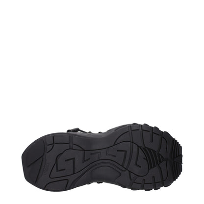 Versace Black Leather Athletic Sneakers